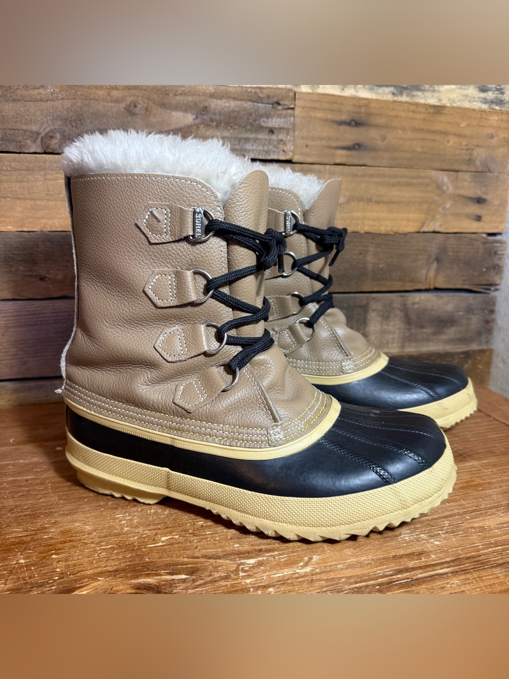 Sorel Manitou Faux Fur Lined Brown Waterproof Winter Snow Boots Womens Size 9